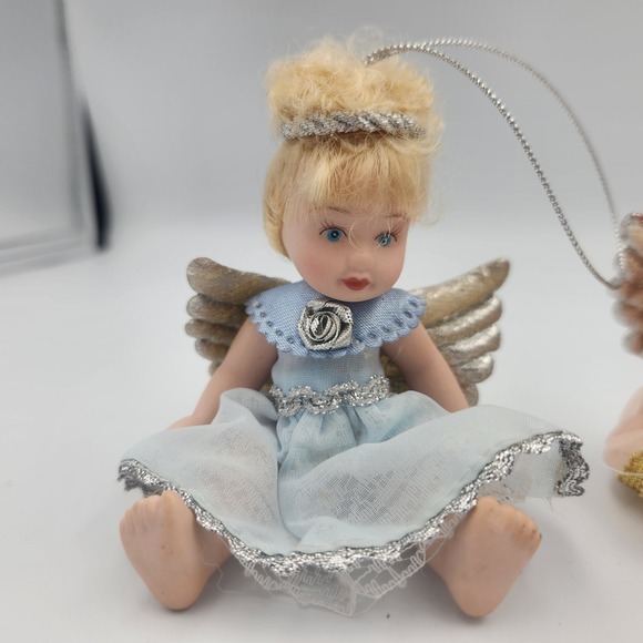 Vintage Porcelain Doll Figure Angel Set Ornaments,‎ 3 Ornaments - Picture 6 of 11